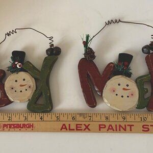 Wooden Joy And Noel Christmas Ornament Set